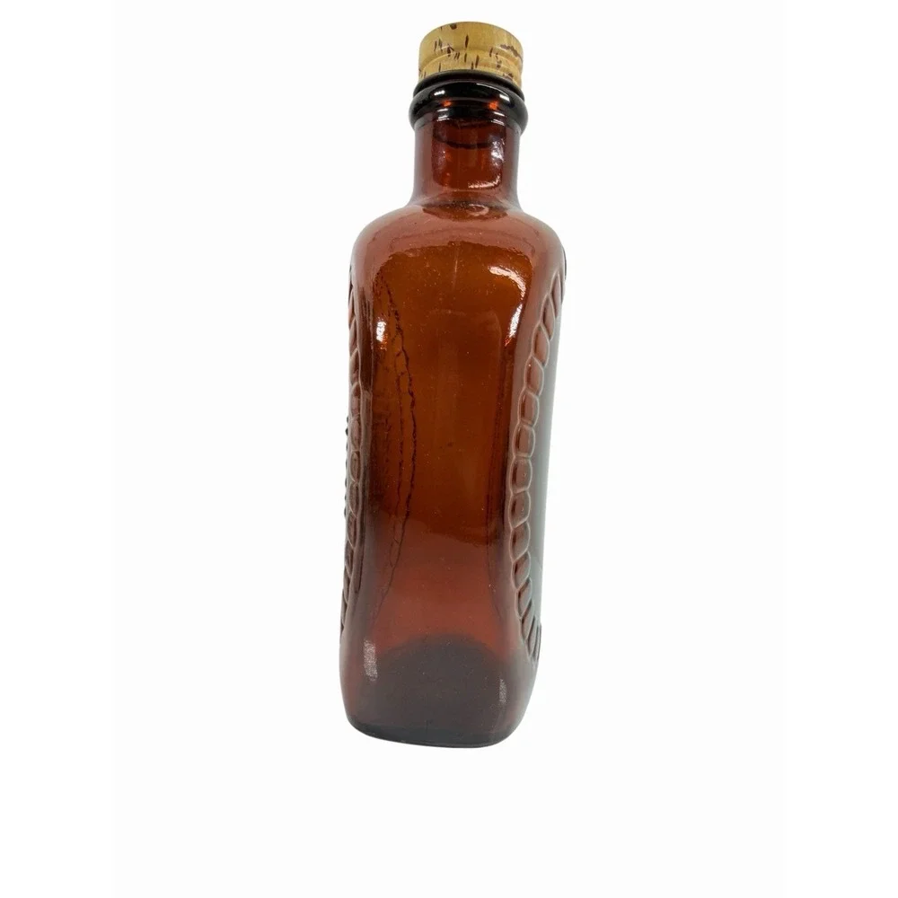 1776-1976 Vintage Bicentennial Amber Glass Embossed Log Cabin Maple Syrup Bottle